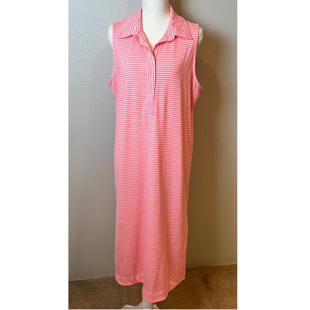 Vineyard Vines Pink and White Striped Sleeveless Midi Dress